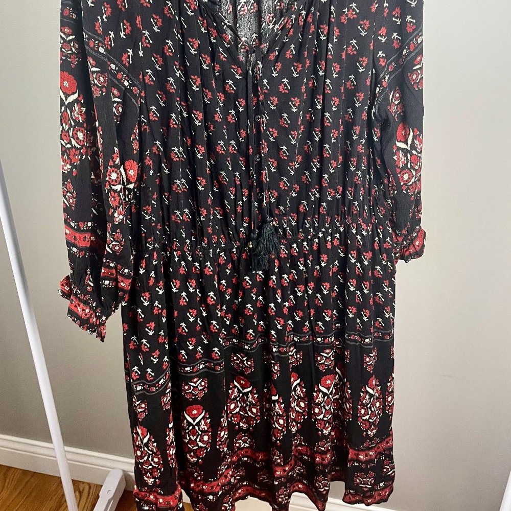 American Rag Boho Peasant Dress Floral-Size Large 3/4 Length Sleeve